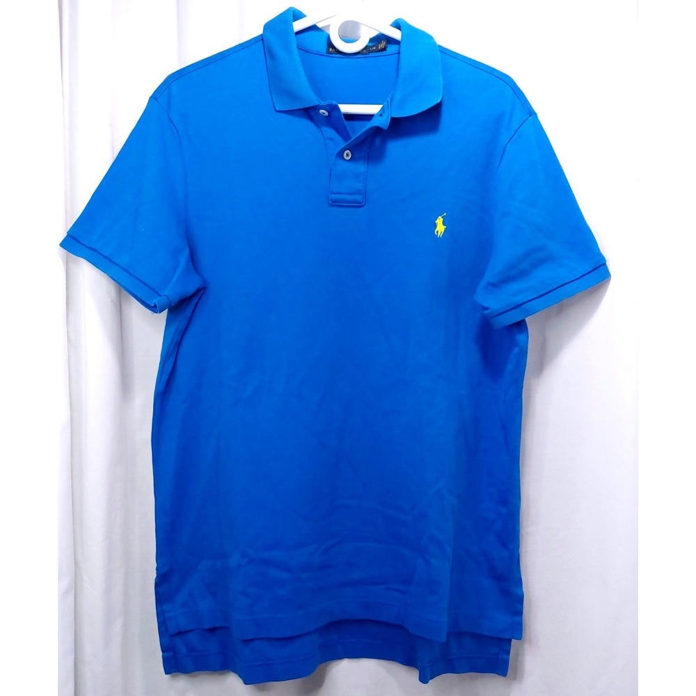 Polo Ralph Lauren‎ Performance Polo Shirt Men's Large Royal Blue Yellow Pony
